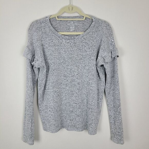 𝅺american Eagle Outfitters Gray Soft & Sexy Plush Ruffle Cap Sleeve Top Small - Picture 11 of 16